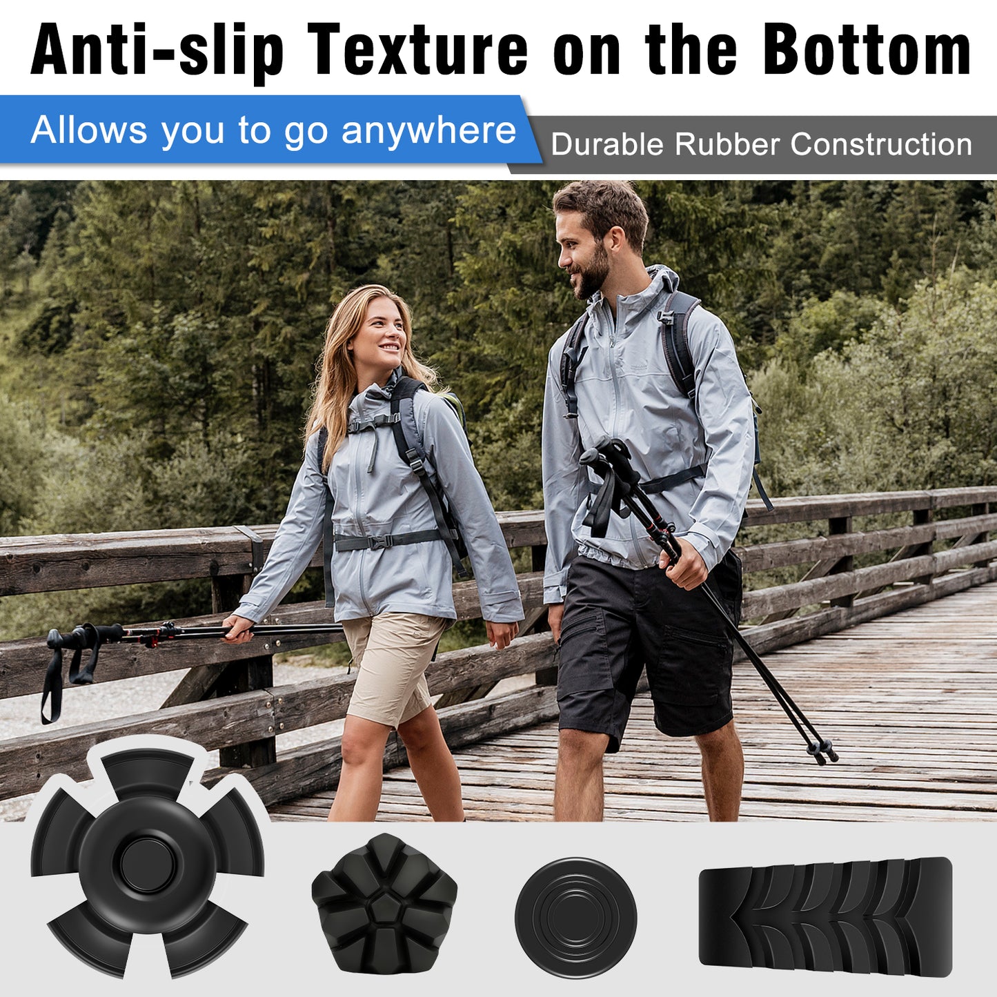 10-Pack Replacement Rubber Tips for Trekking & Hiking Poles