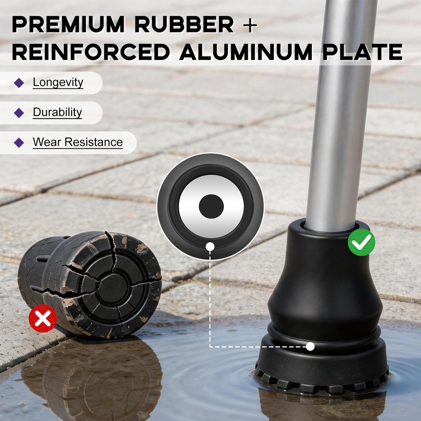 4 Pack Non-Slip Rubber Replacement Cane Tip