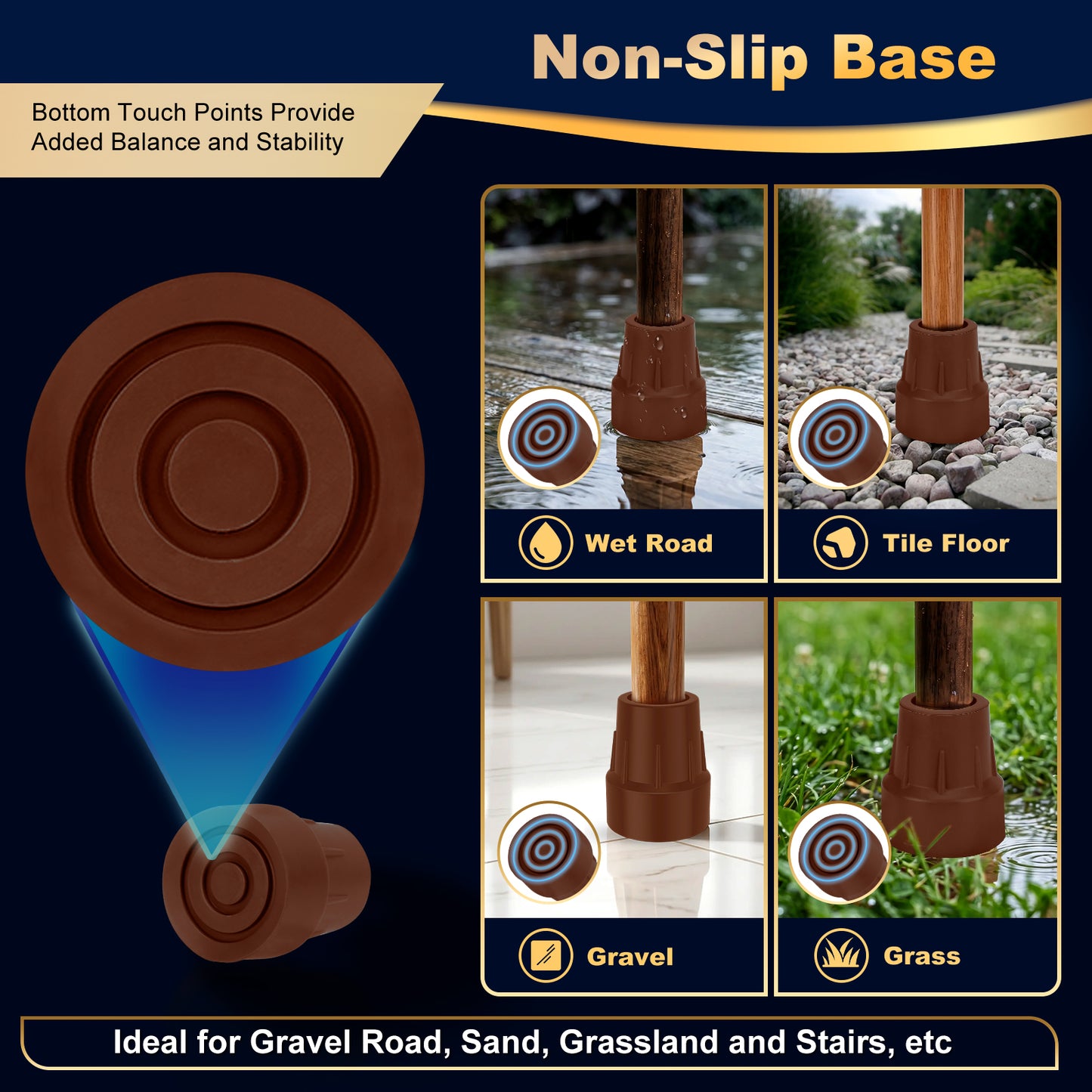 1 Inch Cane Tips 6 Pack Heavy Duty Rubber Replacement Crutch Tips for Walker Cane