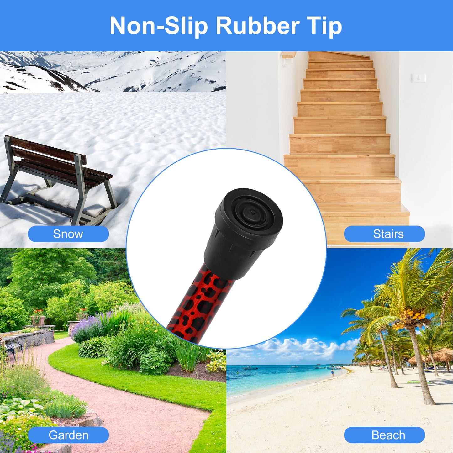 5-Level Adjustable Height Walking Stick Folding Cane