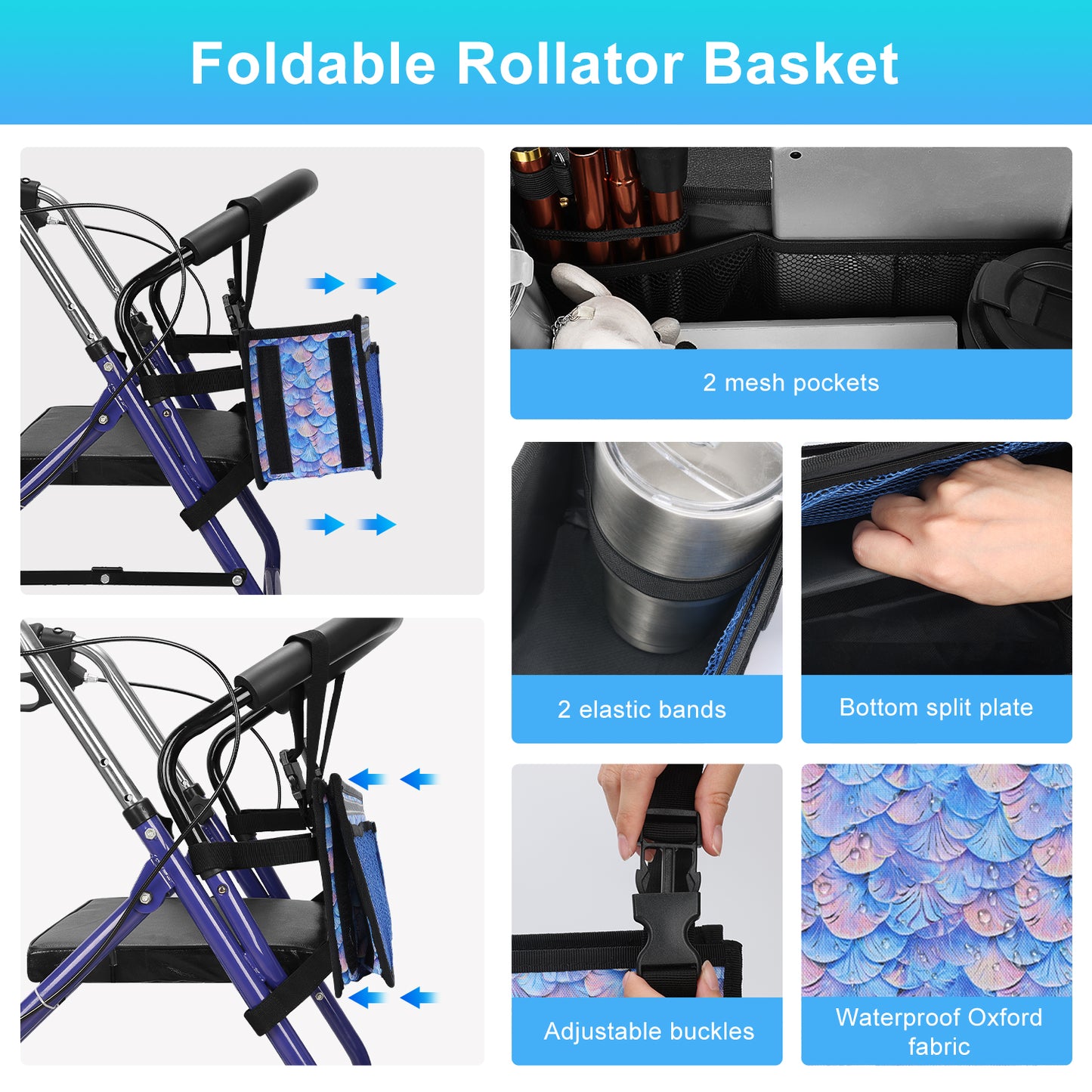 Large Capacity Rollator Basket