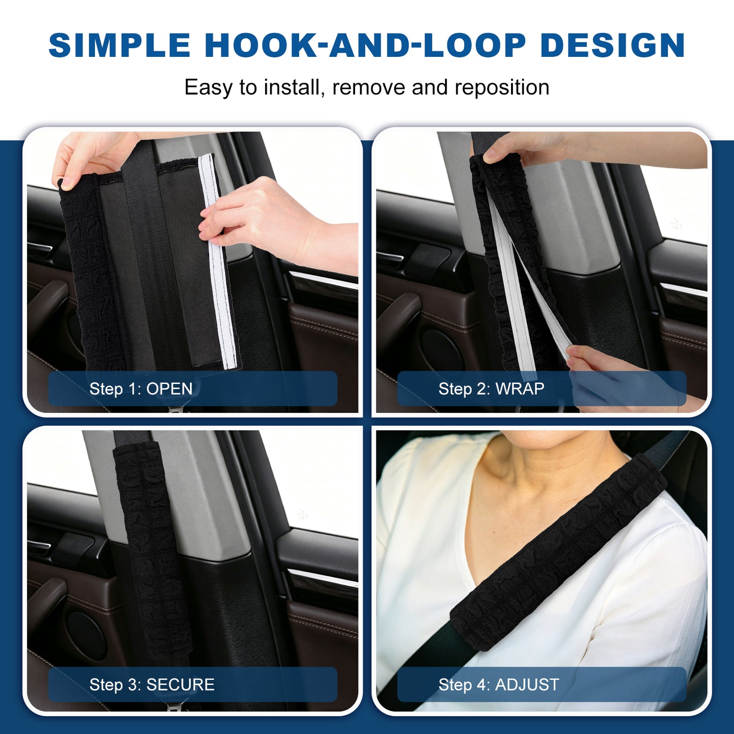 Soft Puff Seat Belt Shoulder Cover 2 Pack – Lightweight Neck & Shoulder Relief Pad for Cars, Travel & Backpacks