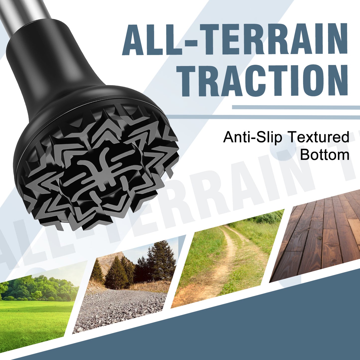 Heavy-Duty Wide Base Trekking Pole Tips – Non-Slip Rubber, Shock Absorbing