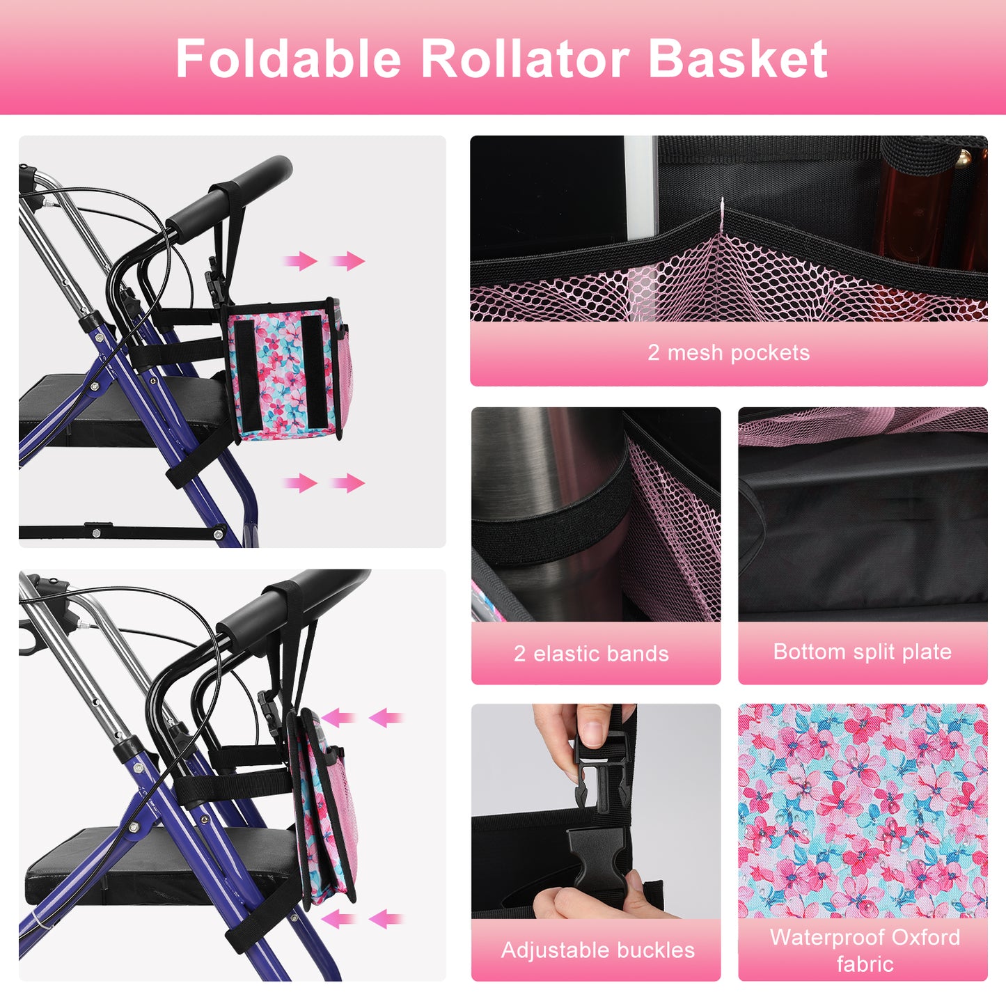 Large Capacity Rollator Basket