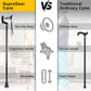 Foldable Adjustable Walking Cane with Offset Ergonomic Handle & All-Terrain Tip