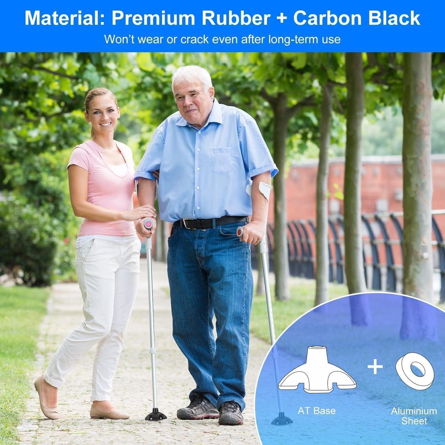 4 Point Self Standing Quad Support Rubber Replacement Cane Tip