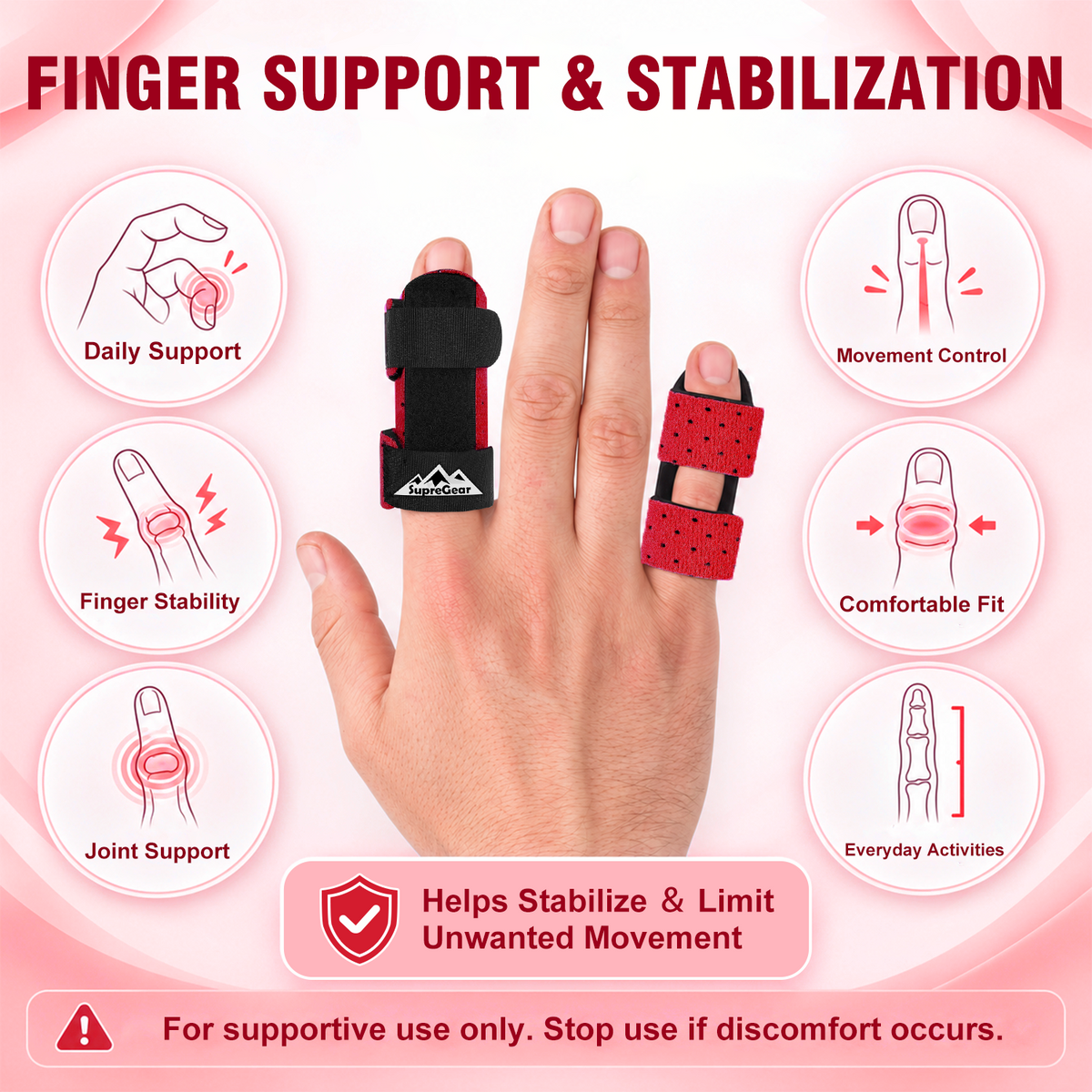 Finger Splint Support 2 Pack Adjustable Trigger Finger Brace for Broken Sprain Arthritis