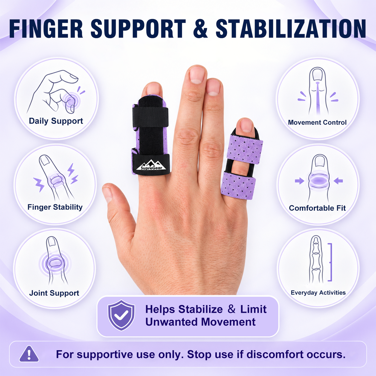 Finger Splint Support 2 Pack Adjustable Trigger Finger Brace for Broken Sprain Arthritis