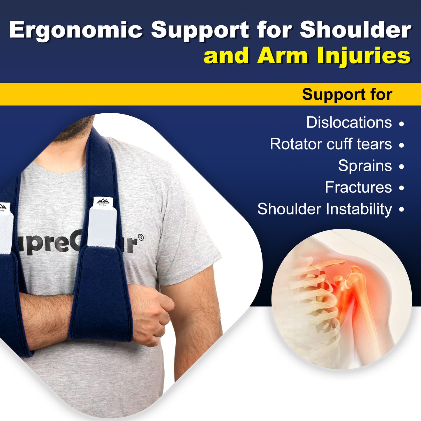 Arm Sling Shoulder Immobilizer, 0.18 lb Lightweight Support with 61" Adjustable Straps