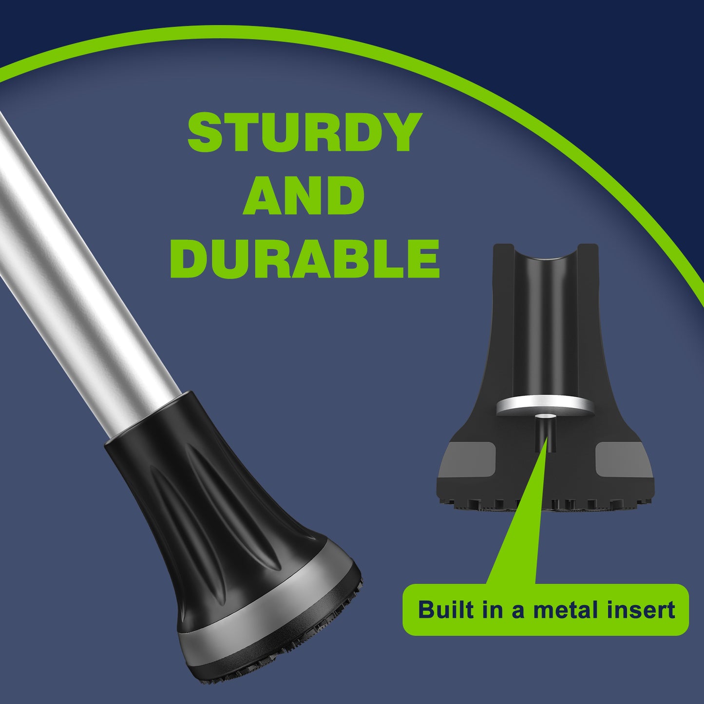 7/8" Heavy Duty Anti-Slip Cane Tips, 2-Pack