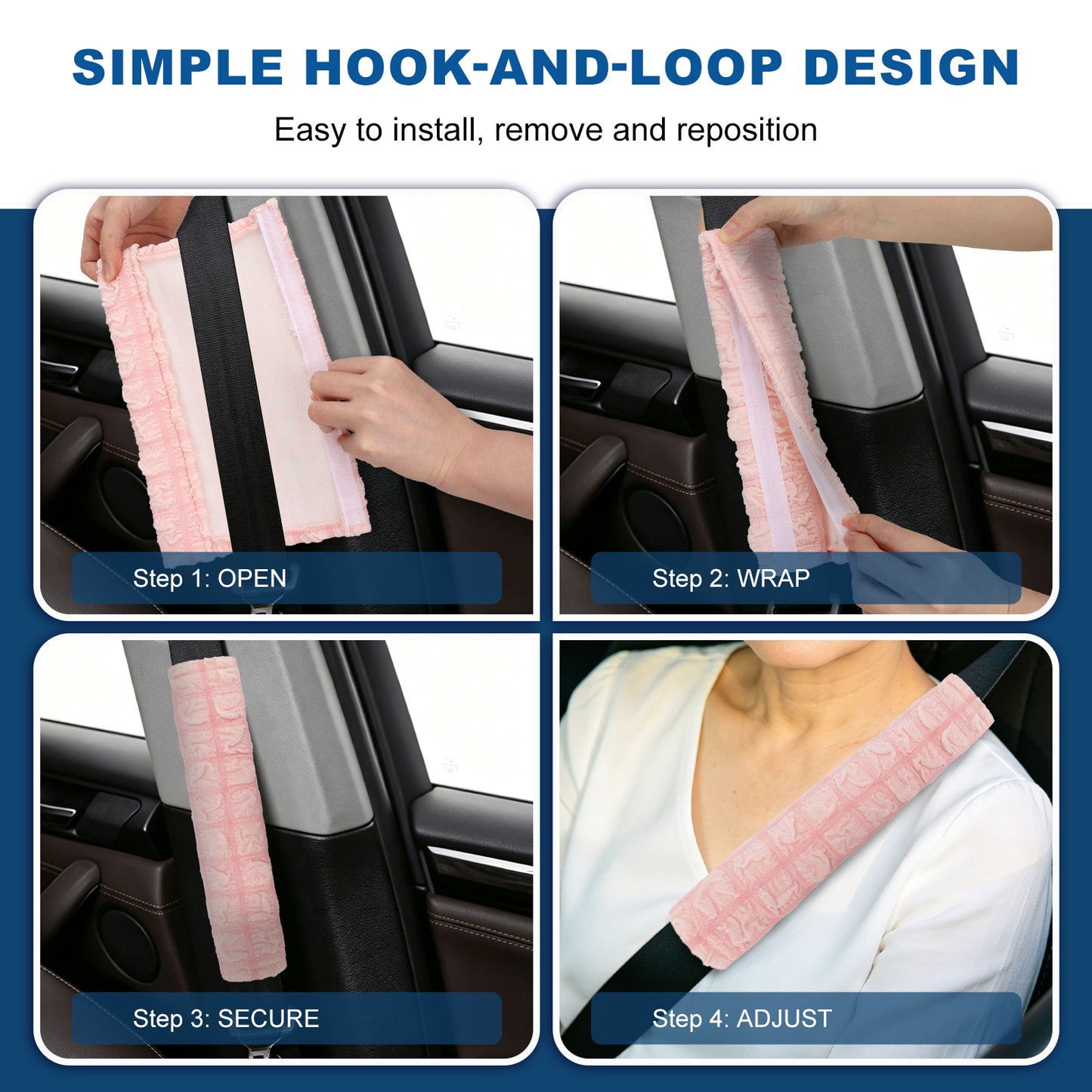 Soft Puff Seat Belt Shoulder Cover 2 Pack – Lightweight Neck & Shoulder Relief Pad for Cars, Travel & Backpacks