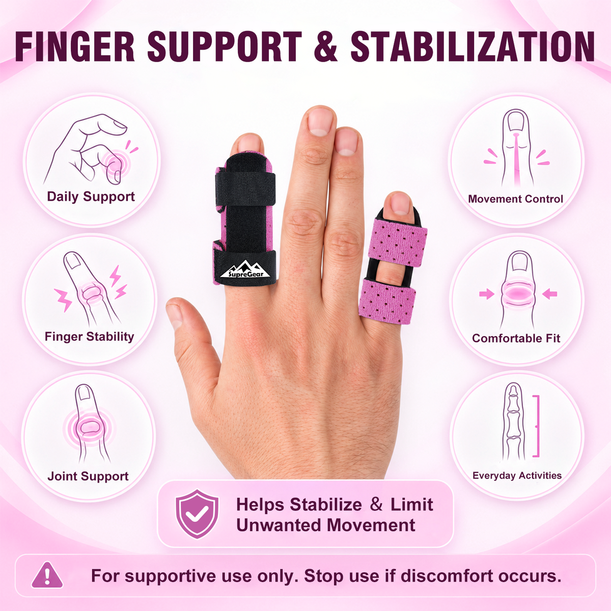 Finger Splint Support 2 Pack Adjustable Trigger Finger Brace for Broken Sprain Arthritis