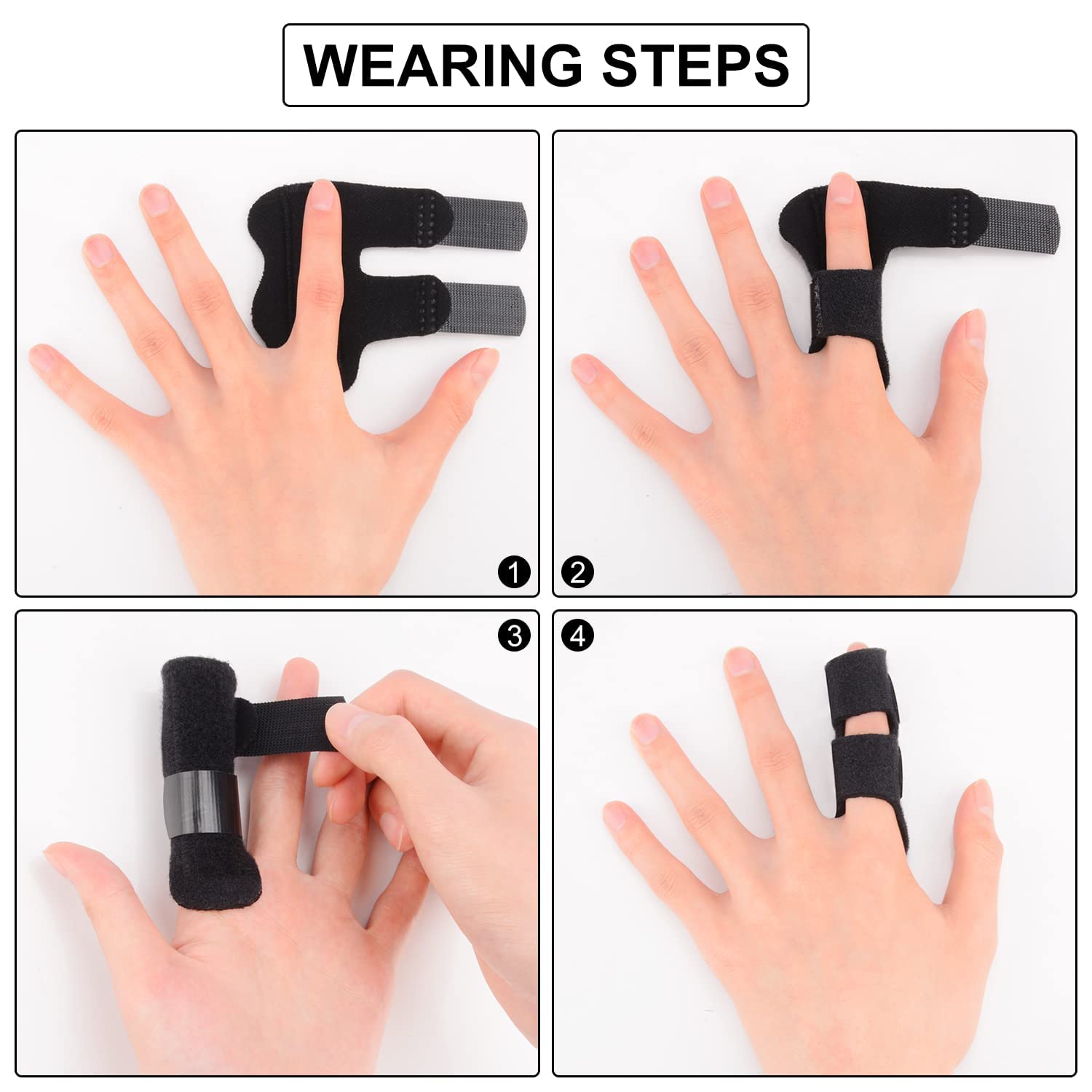 supregear Finger Splint Support, 3 Pack Adjustable Trigger Finger Splint with Removable Aluminum Bar Reusable Finger Brace for Index/Middle/Ring
