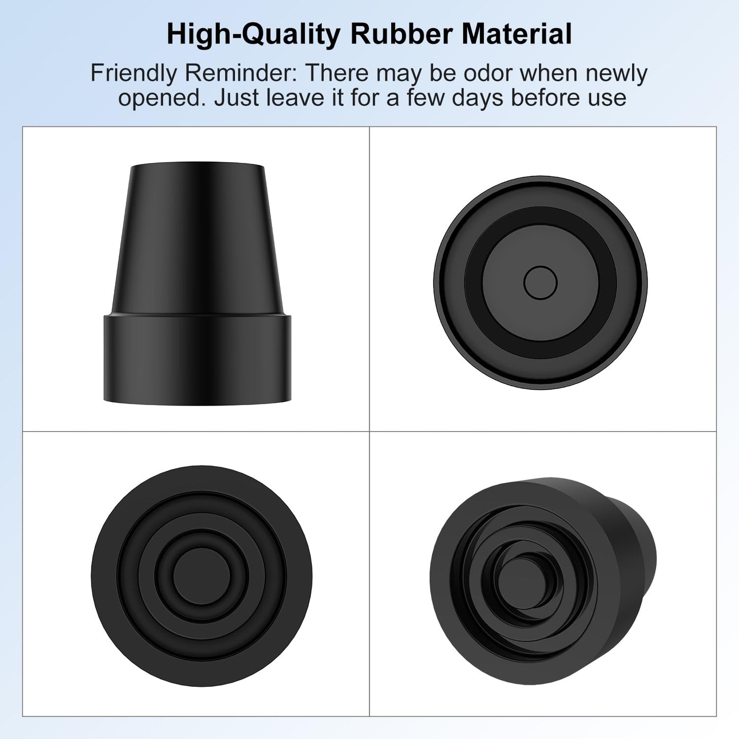 6-Pack Non-Slip Stable High-Strength Rubber Cane Tip