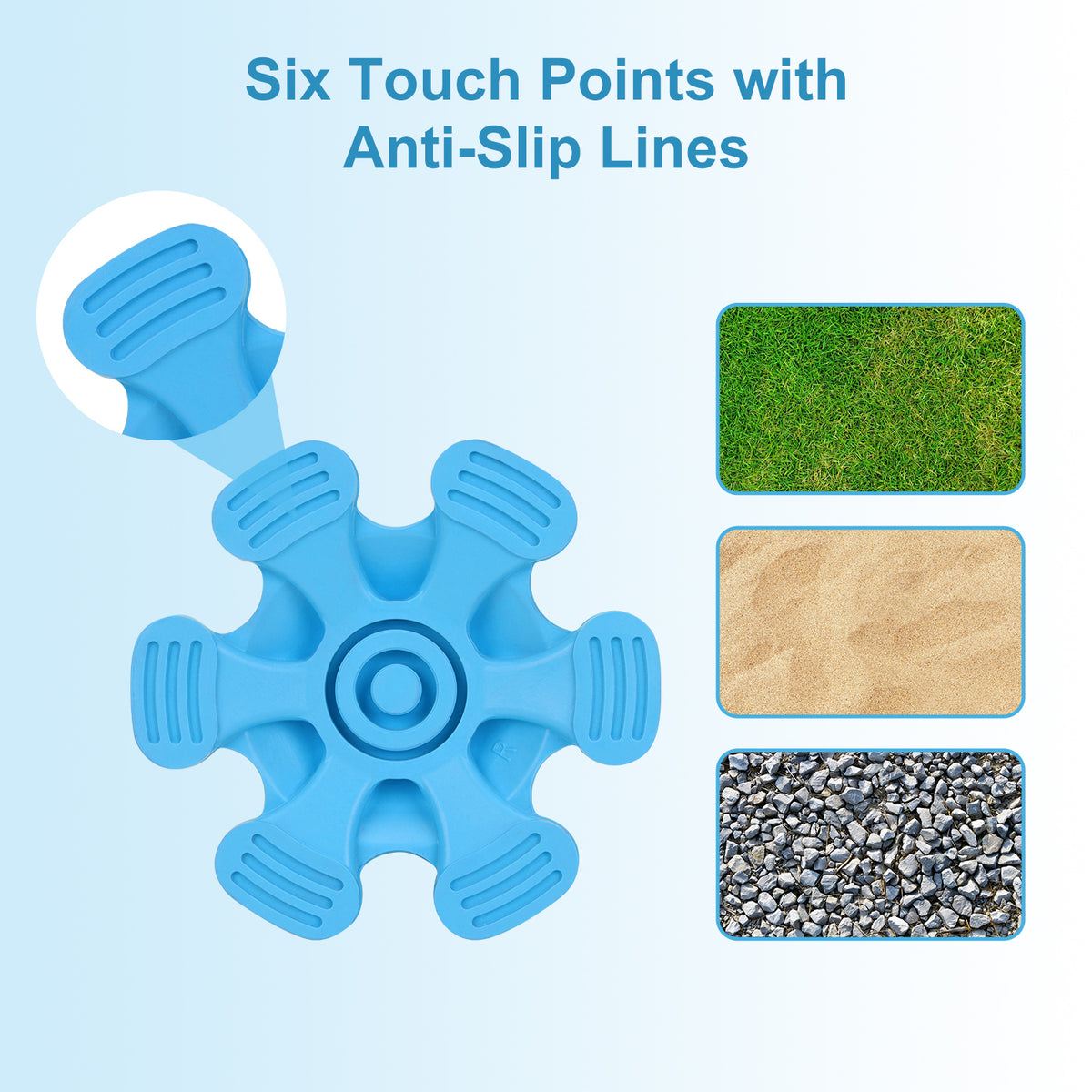 Self Standing Cane Tip 3/4 Inch 6-Prong Anti-Slip Rubber Replacement
