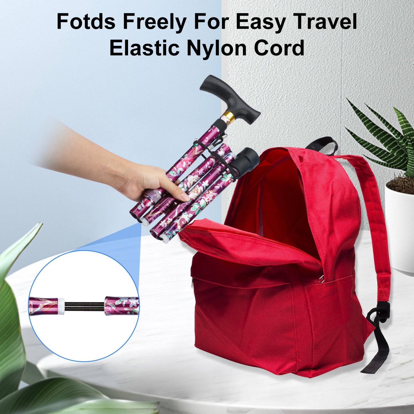 Collapsible Aluminum Folding Cane with T-Handle