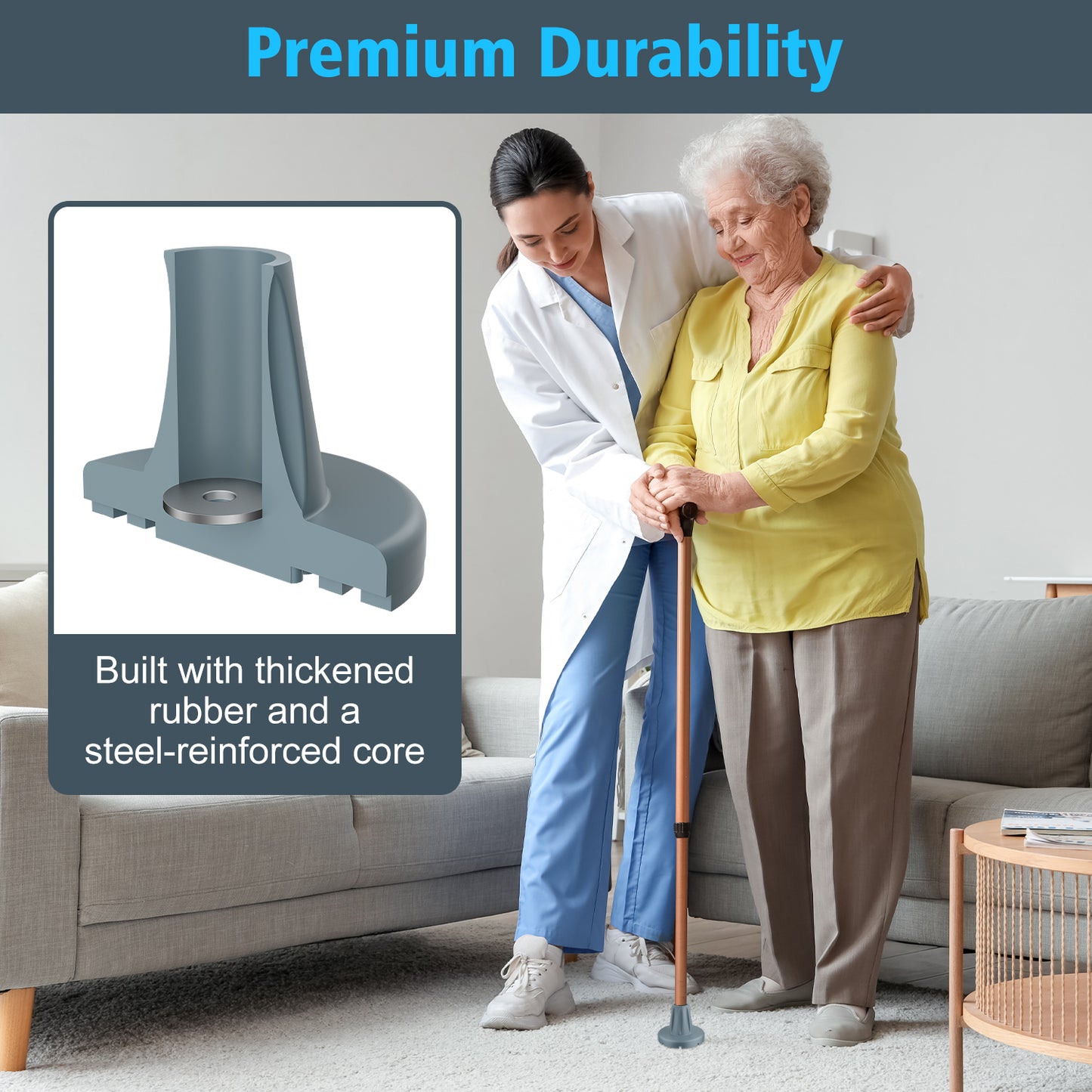 3/4-Inch Heavy Duty Cane Tip – Anti-Slip Wide Base