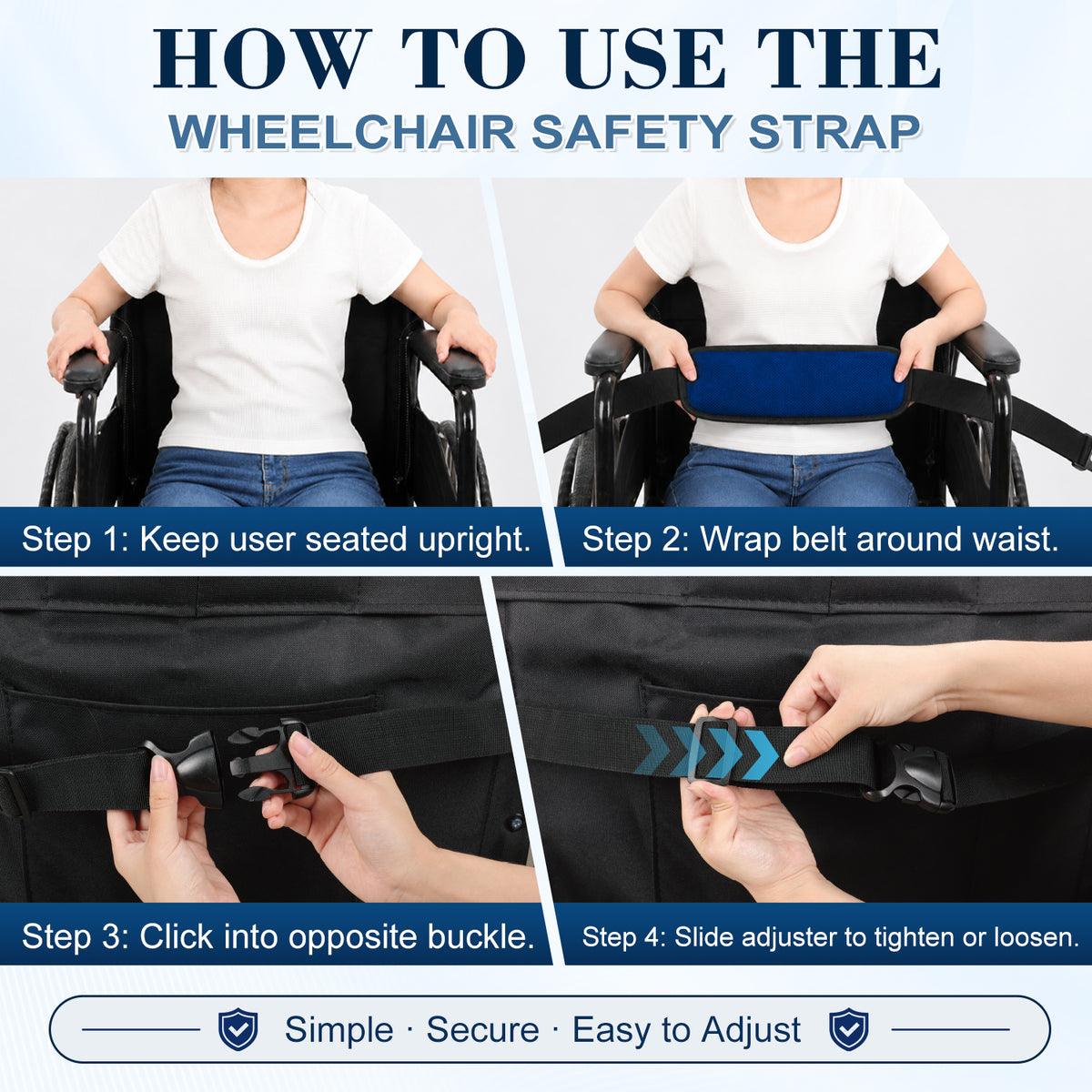 Wheelchair Positioning Belt ¨C Adjustable Breathable Mesh Support Strap for Wheelchairs, Transport Chairs & Mobility Scooters