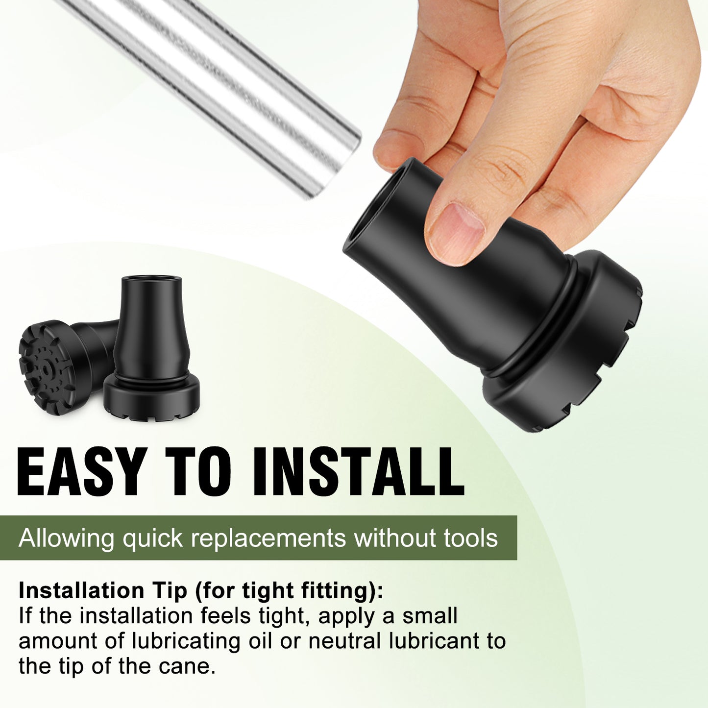 Heavy Duty 3/4" Cane Tips, Anti-Slip Rubber Feet