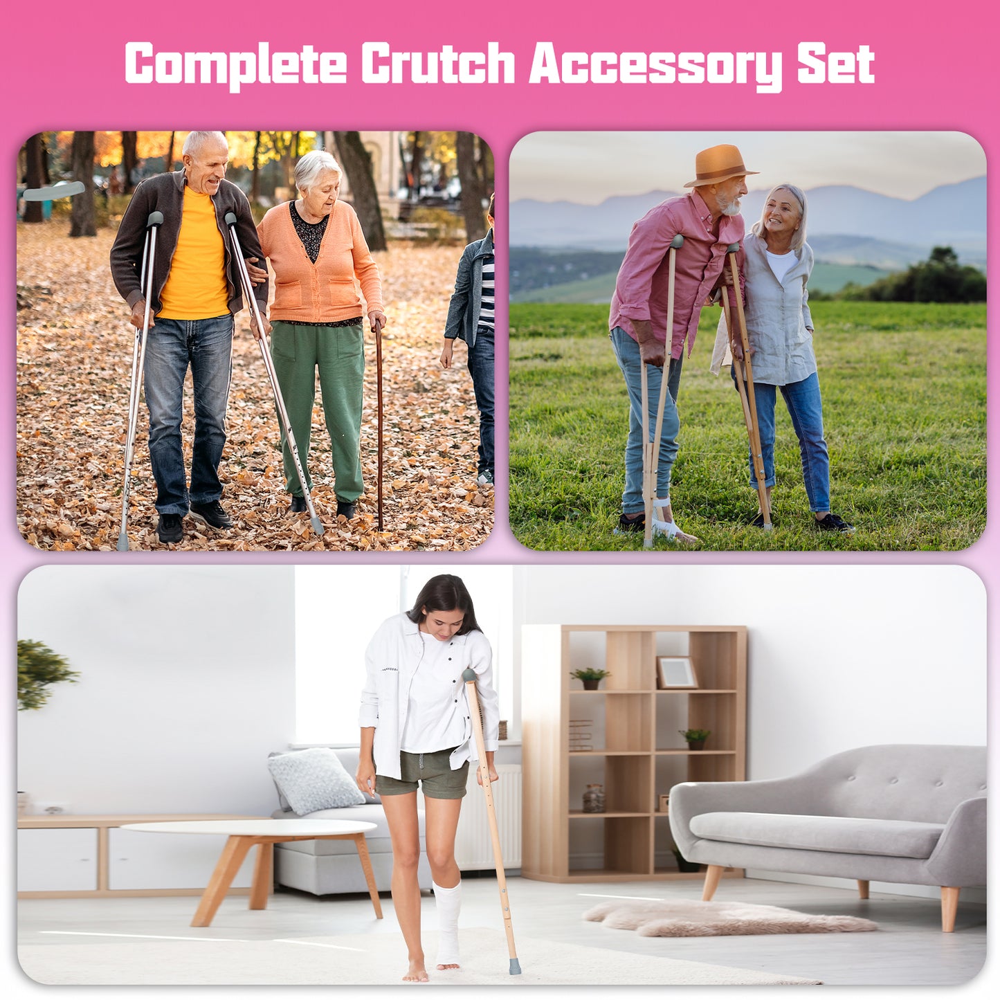 Crutch Accessory Kit: Pads, Grips, Tips,  6-Piece Set