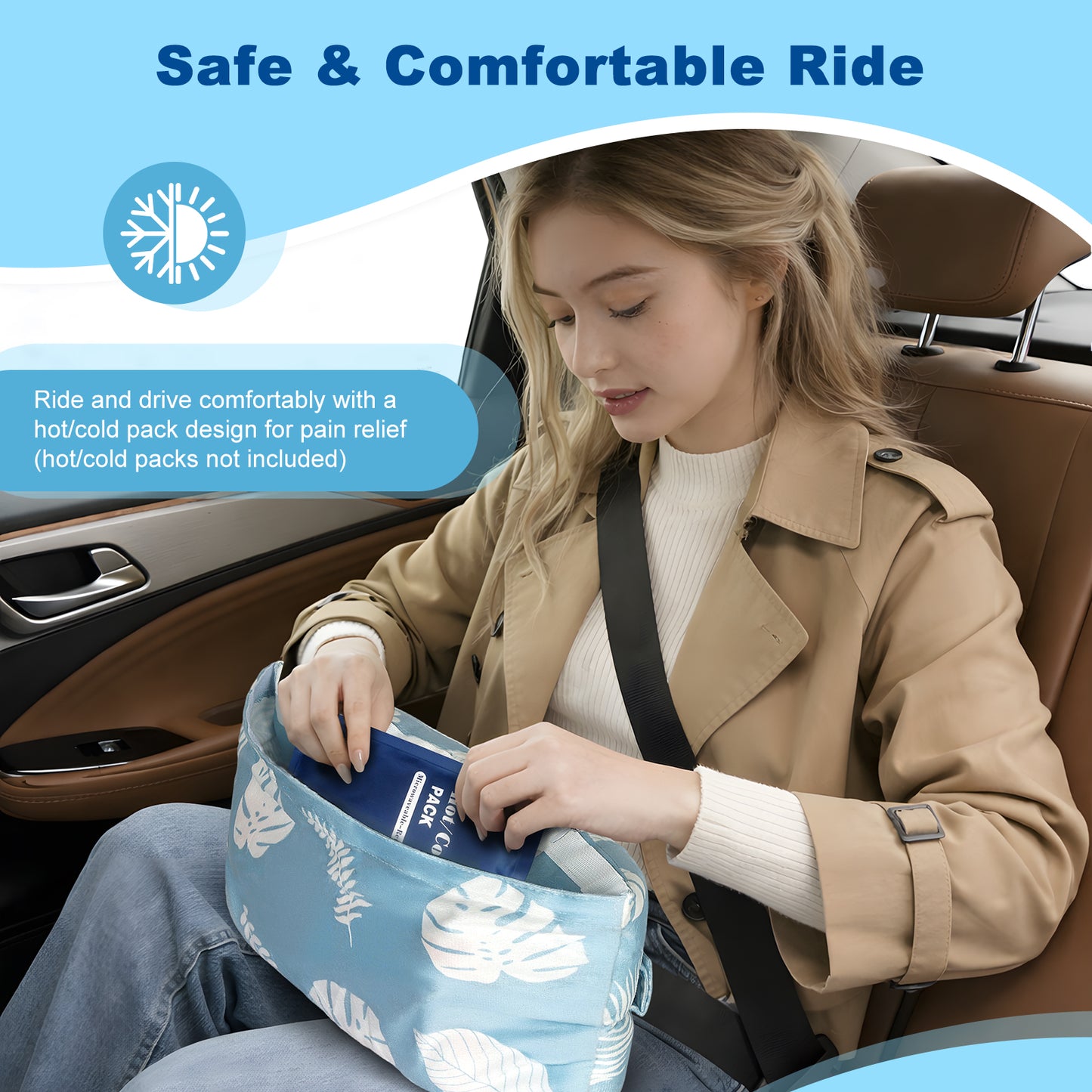 Seatbelt Pillow – Adjustable Comfort with Hot/Cold Pocket
