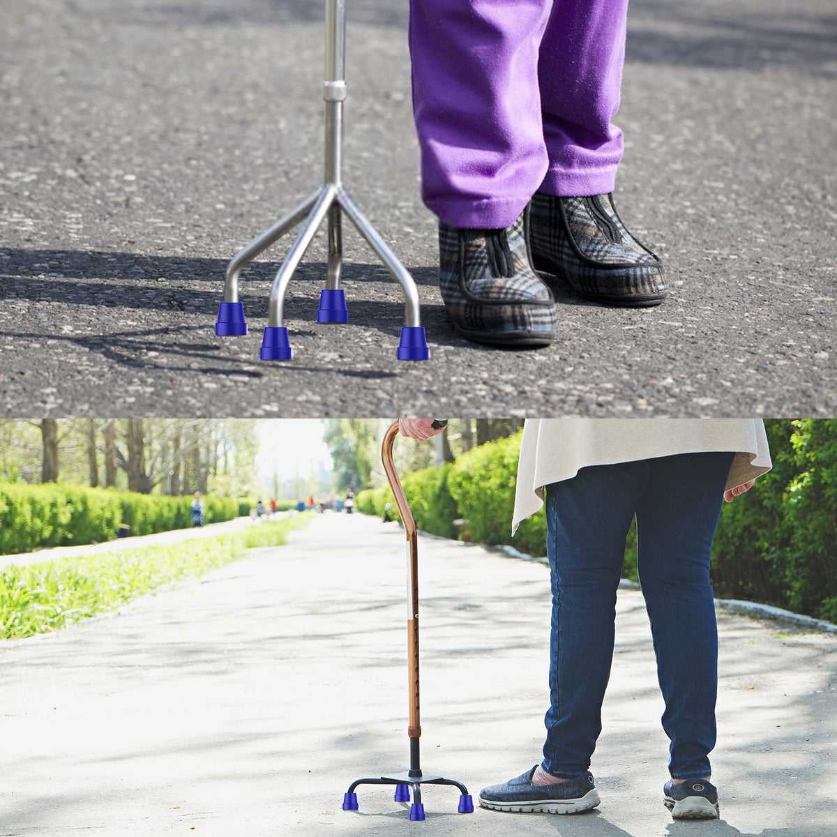 Cane Tips Replacement Rubber 4 or 8 Pack for Walking Canes & Quad Canes 1/2 or 5/8 Inch