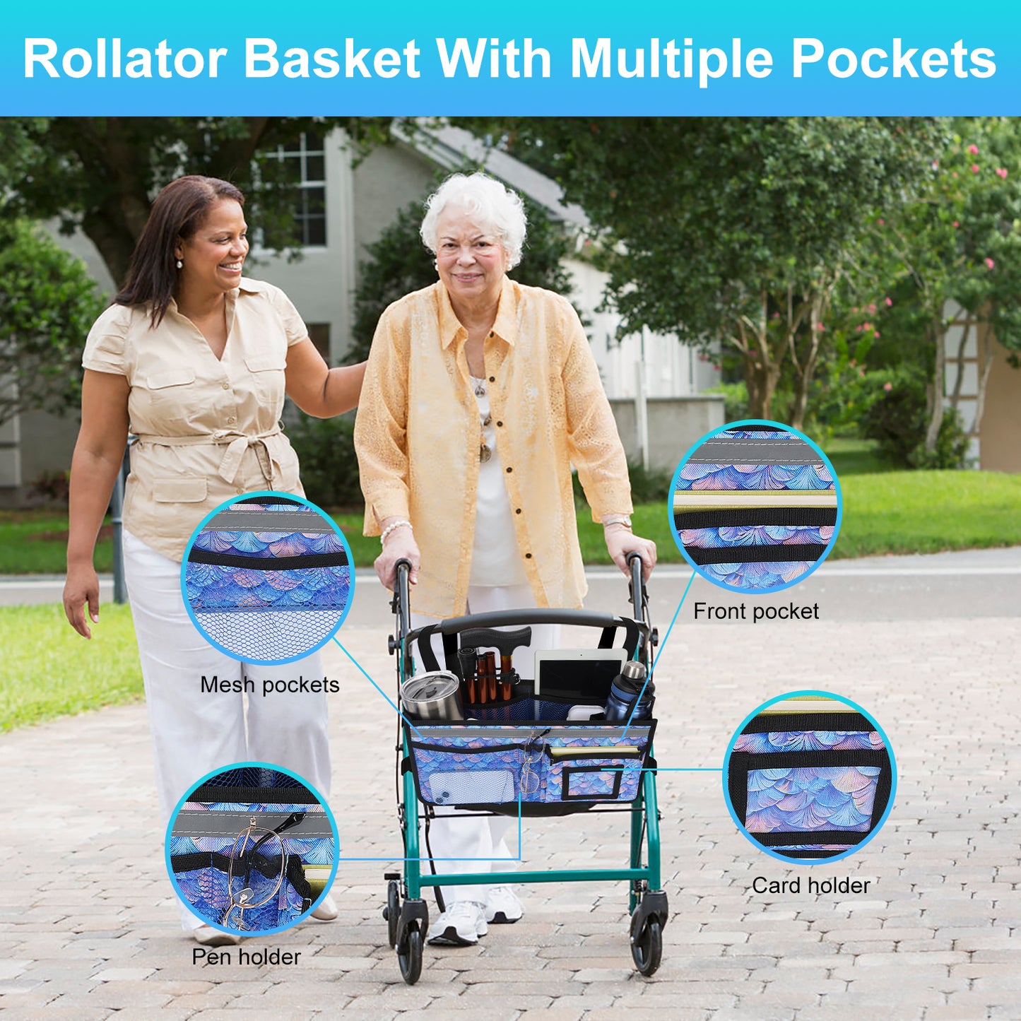 Large Capacity Rollator Basket