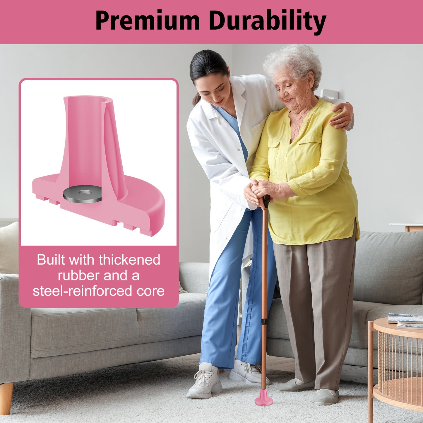 3/4-Inch Heavy Duty Cane Tip – Anti-Slip Wide Base