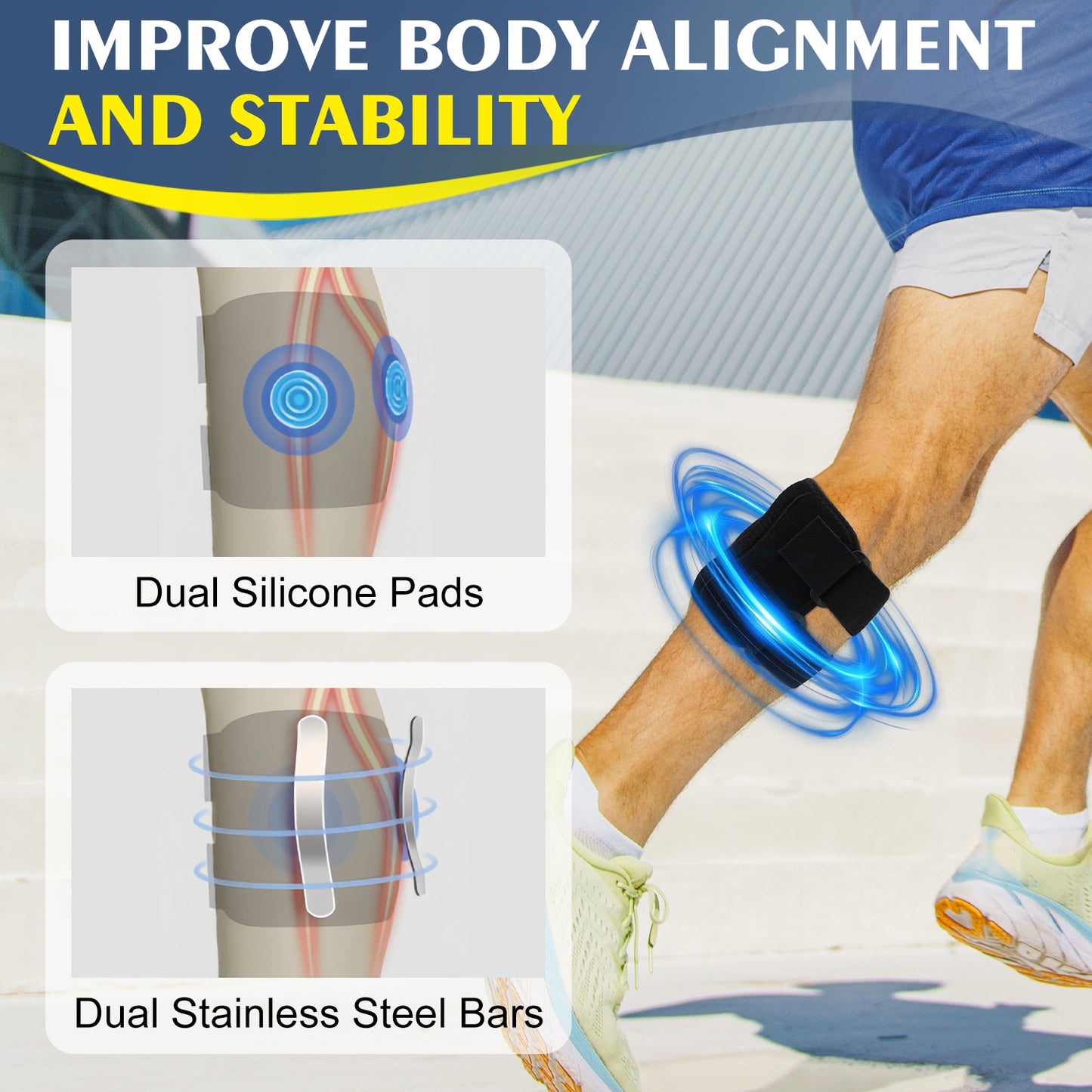 Sciatica Relief Knee Brace with Adjustable Compression Pads