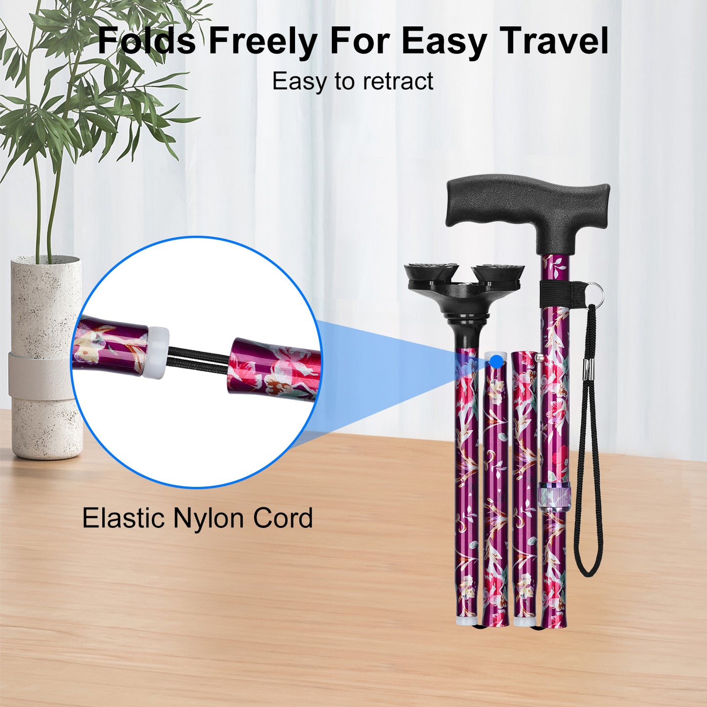 5-Level Adjustable Folding Cane