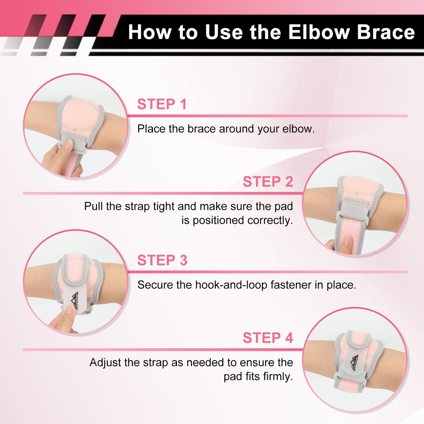 Elbow Brace – Adjustable Forearm Support with Compression Pad (1 Pack)