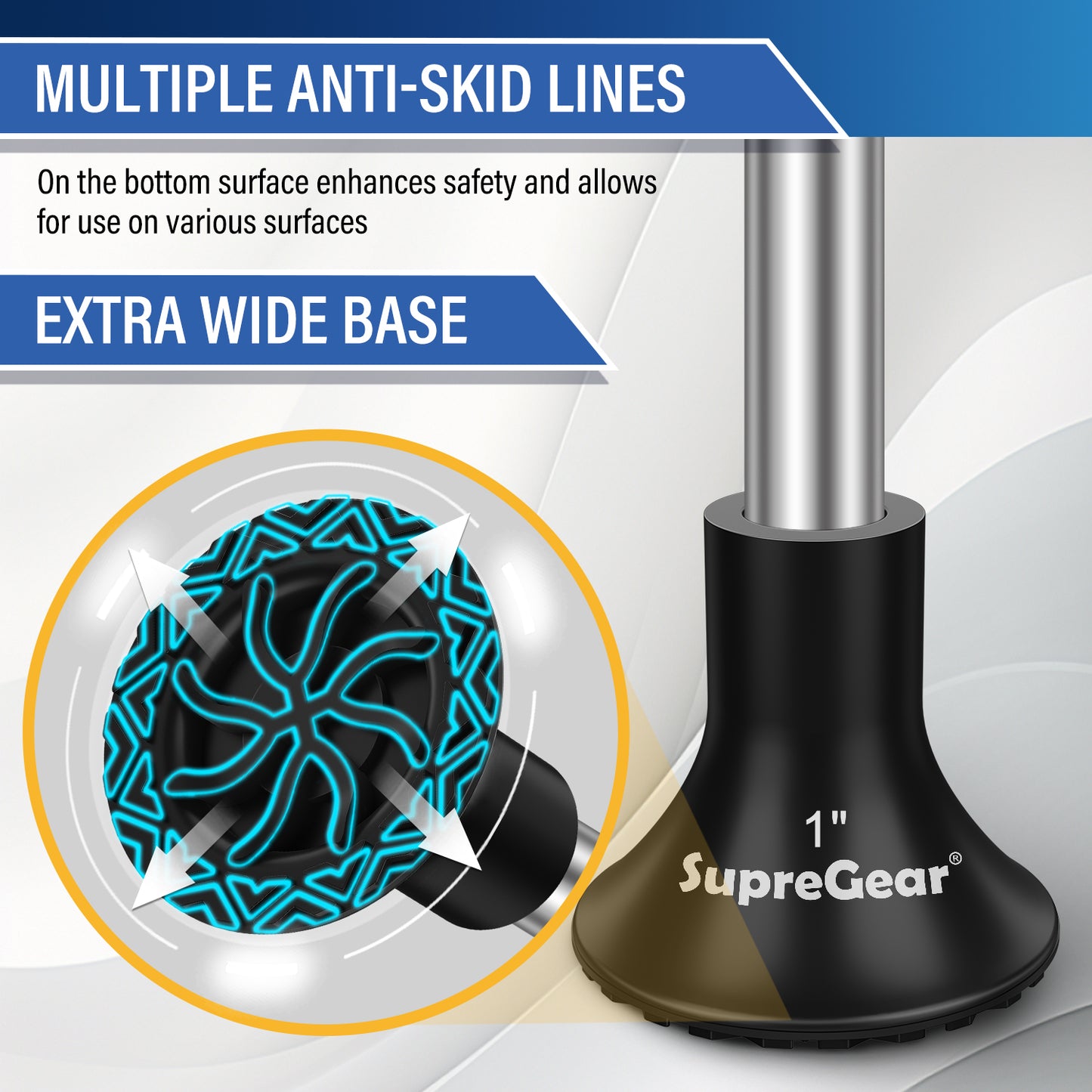 Anti Slip Cane Tip Replacement, Wide Base for Stability and Grip