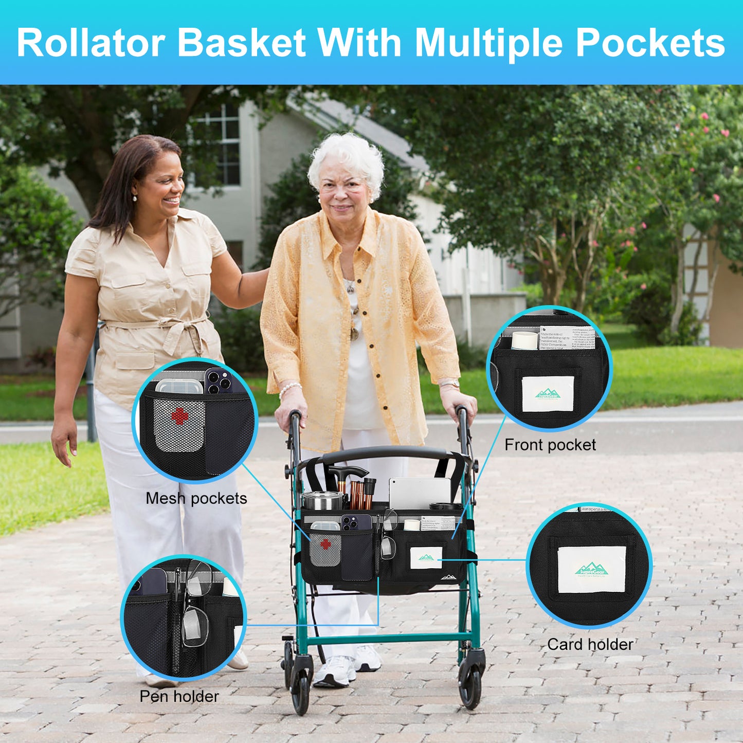 Large Capacity Rollator Basket