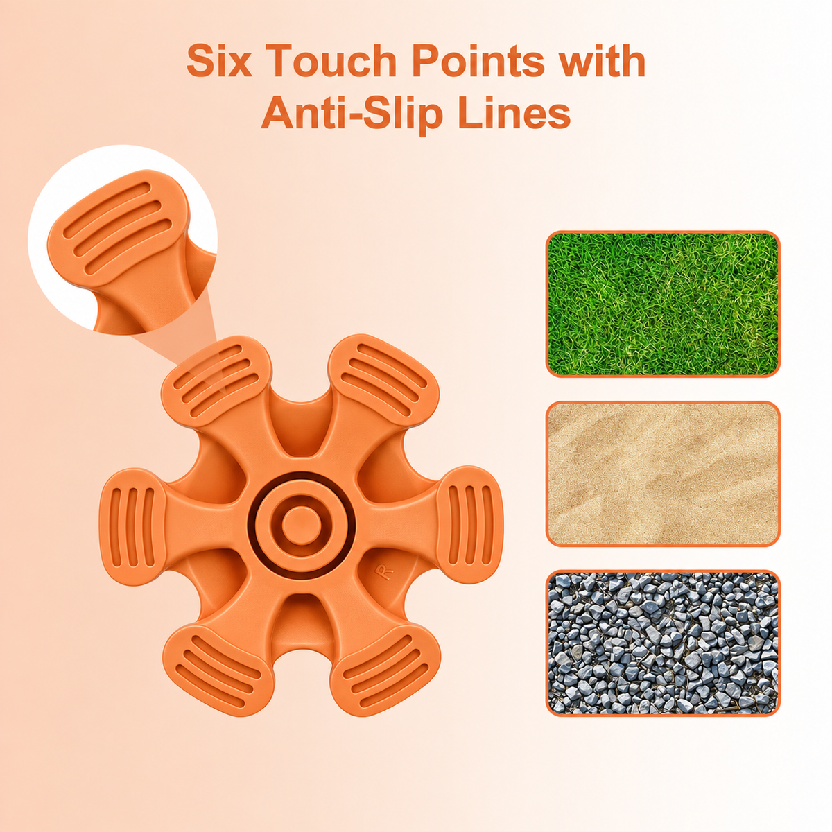 Self Standing Cane Tip 3/4 Inch 6-Prong Anti-Slip Rubber Replacement