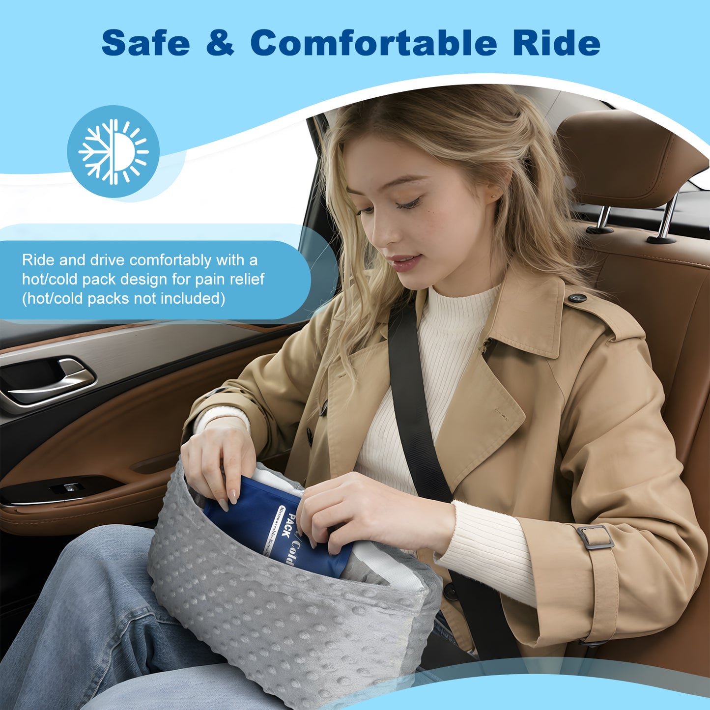 Seatbelt Pillow – Adjustable Comfort with Hot/Cold Pocket