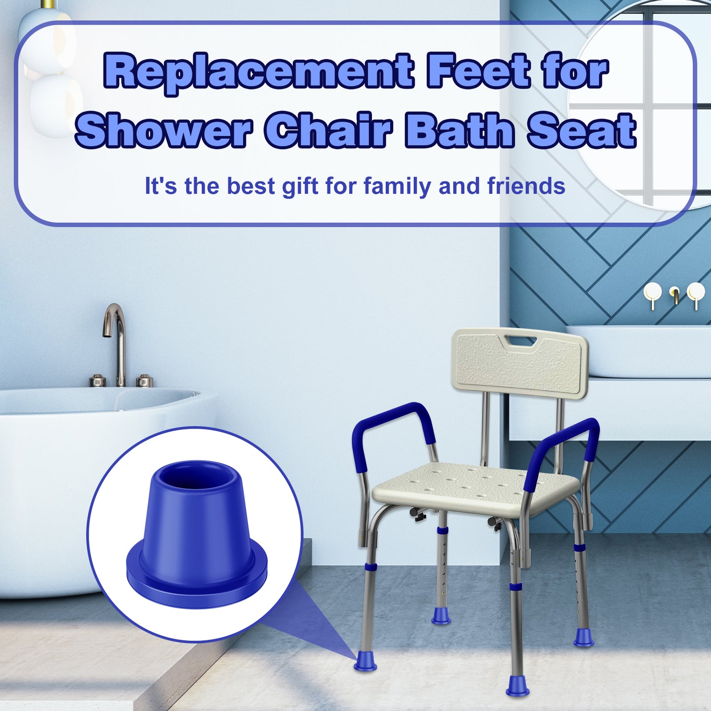 4PK Non-Slip Tips for Shower Chairs