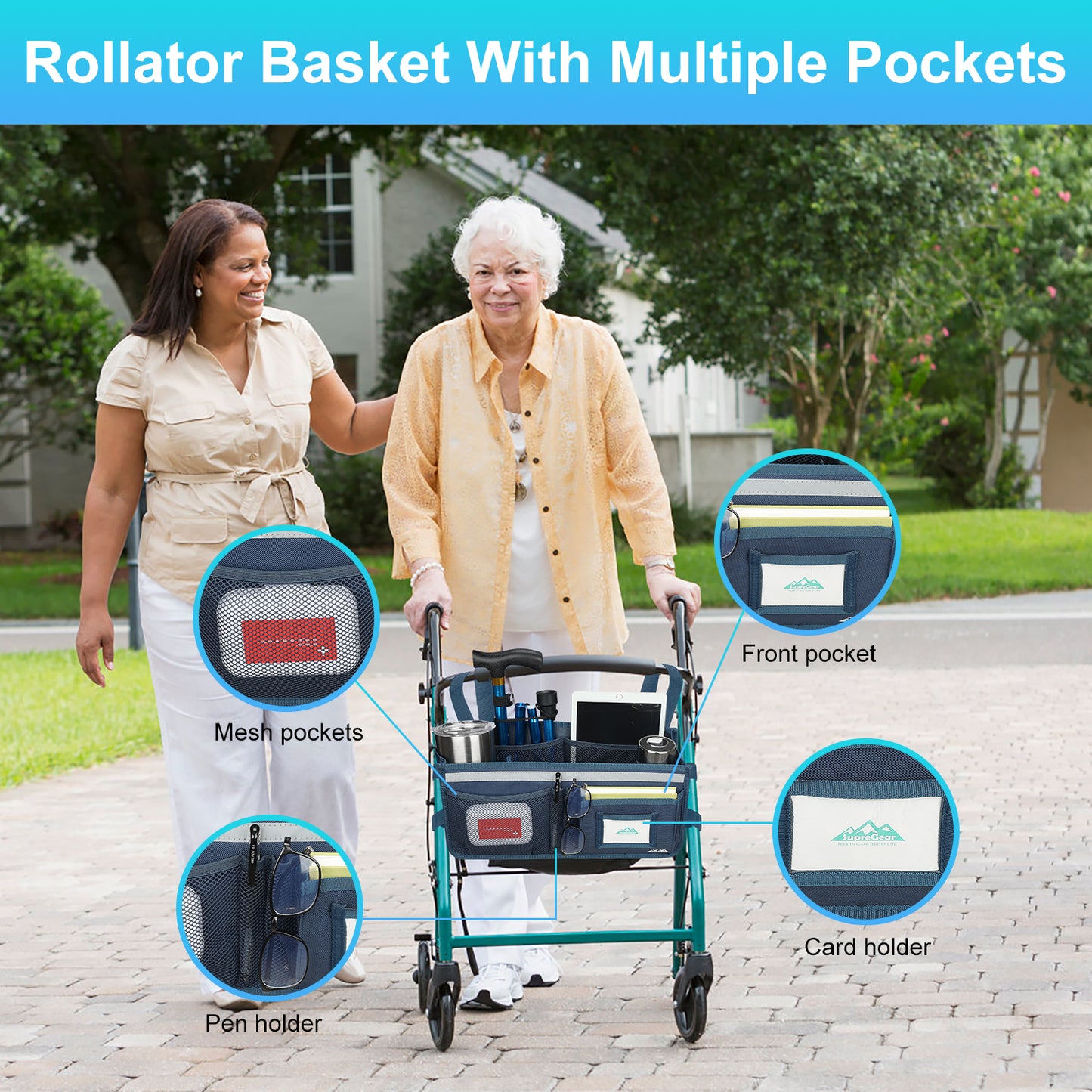 Large Capacity Rollator Basket