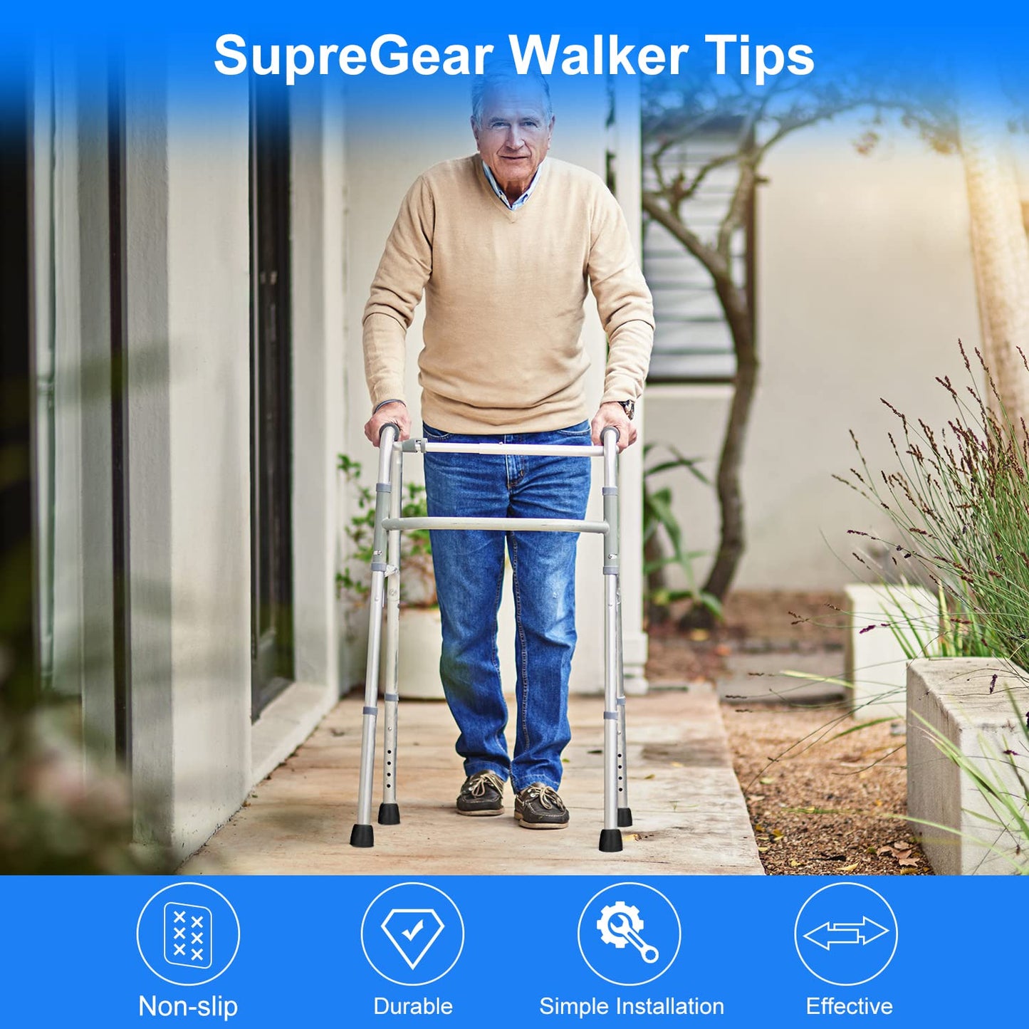 8 Pcs Heavy Duty Rubber Walker Tips