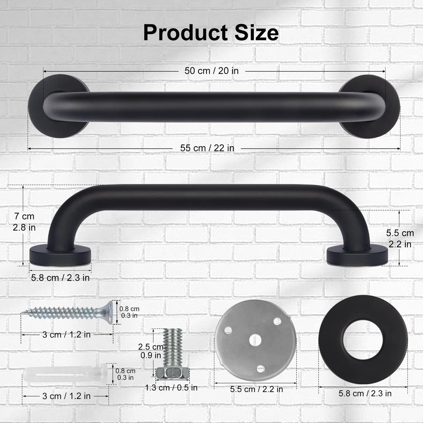 2-Pack Stainless Steel Bathroom Grab Bar