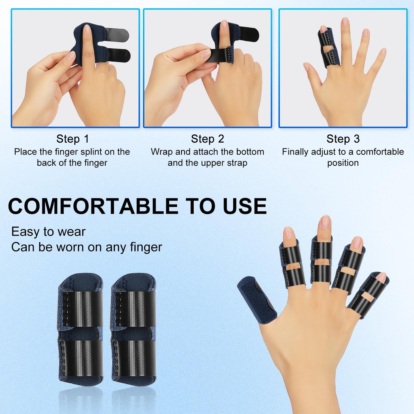 2 Pack Adjustable Kids Finger Splint Support