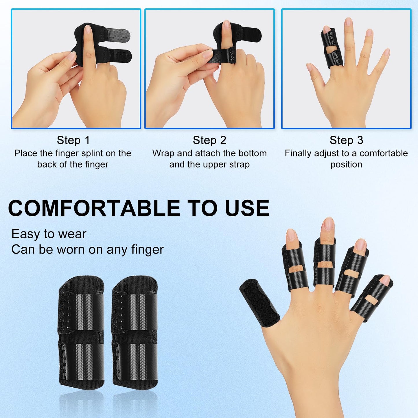 2 Pack Adjustable Kids Finger Splint Support