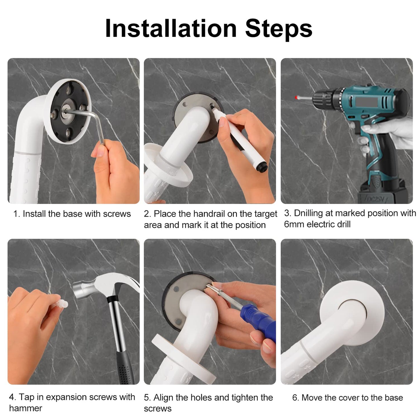 Non-Slip 304 Stainless Steel Bathroom Grab Bar Rail