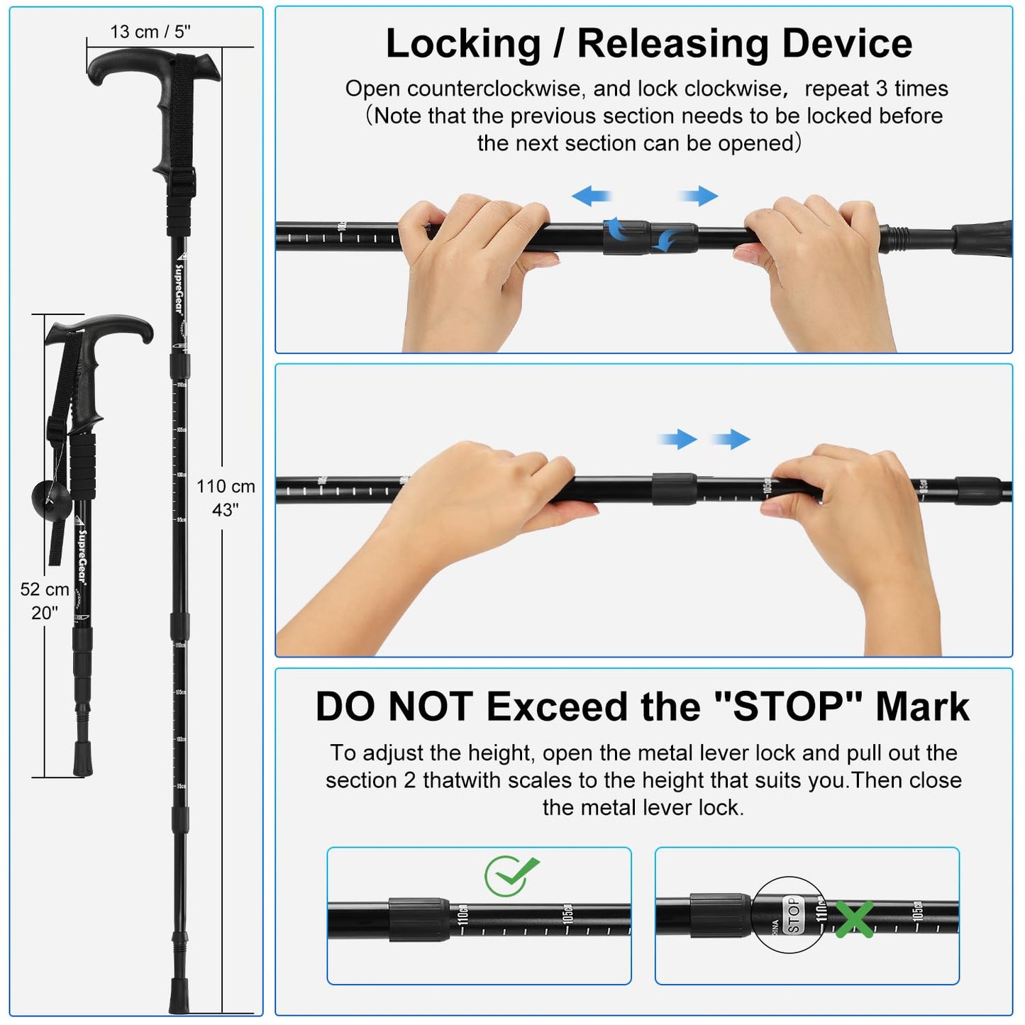 2 Pack Aluminum Trekking Poles
