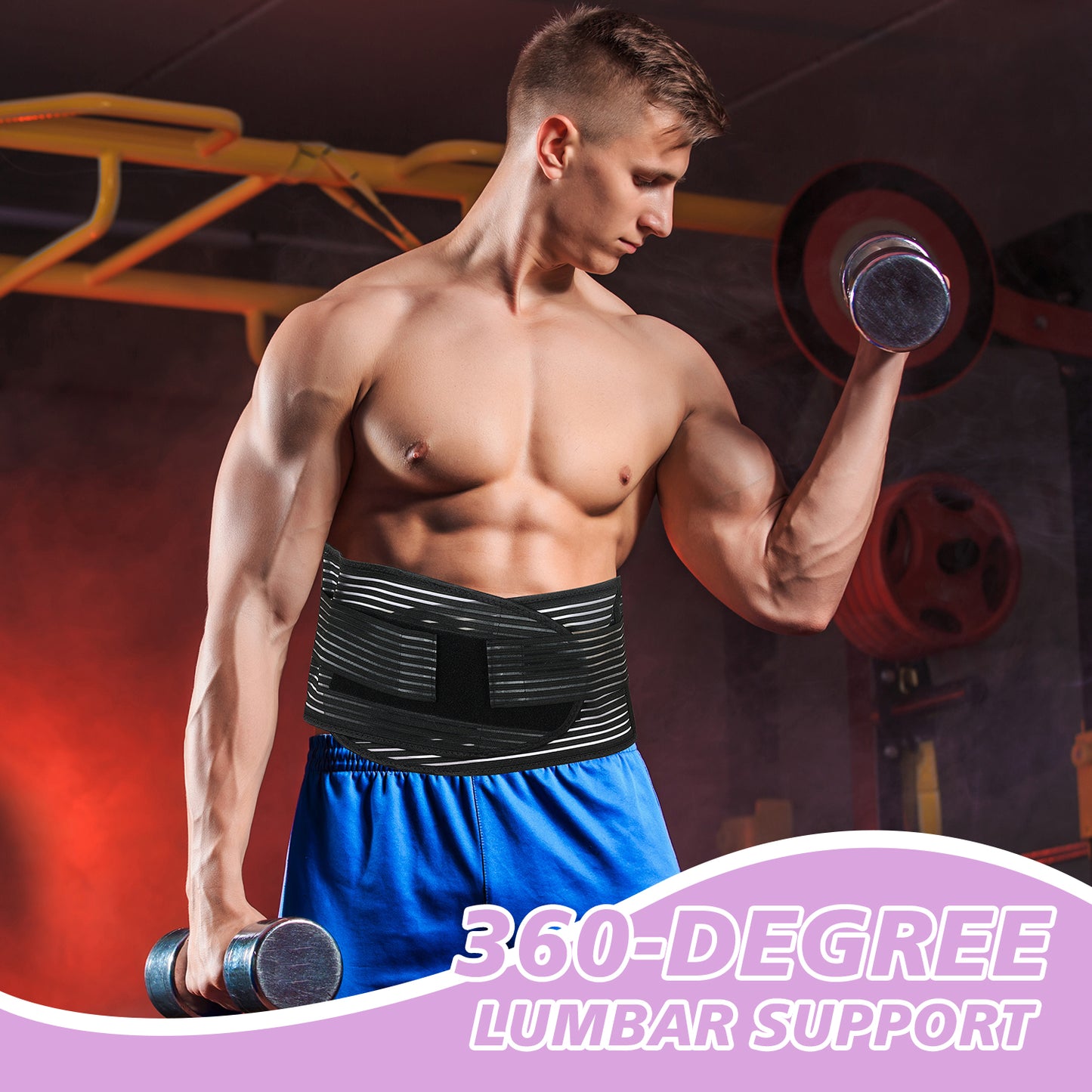 Lower Back Brace, Adjustable Lumbar Support Belt w/Splints