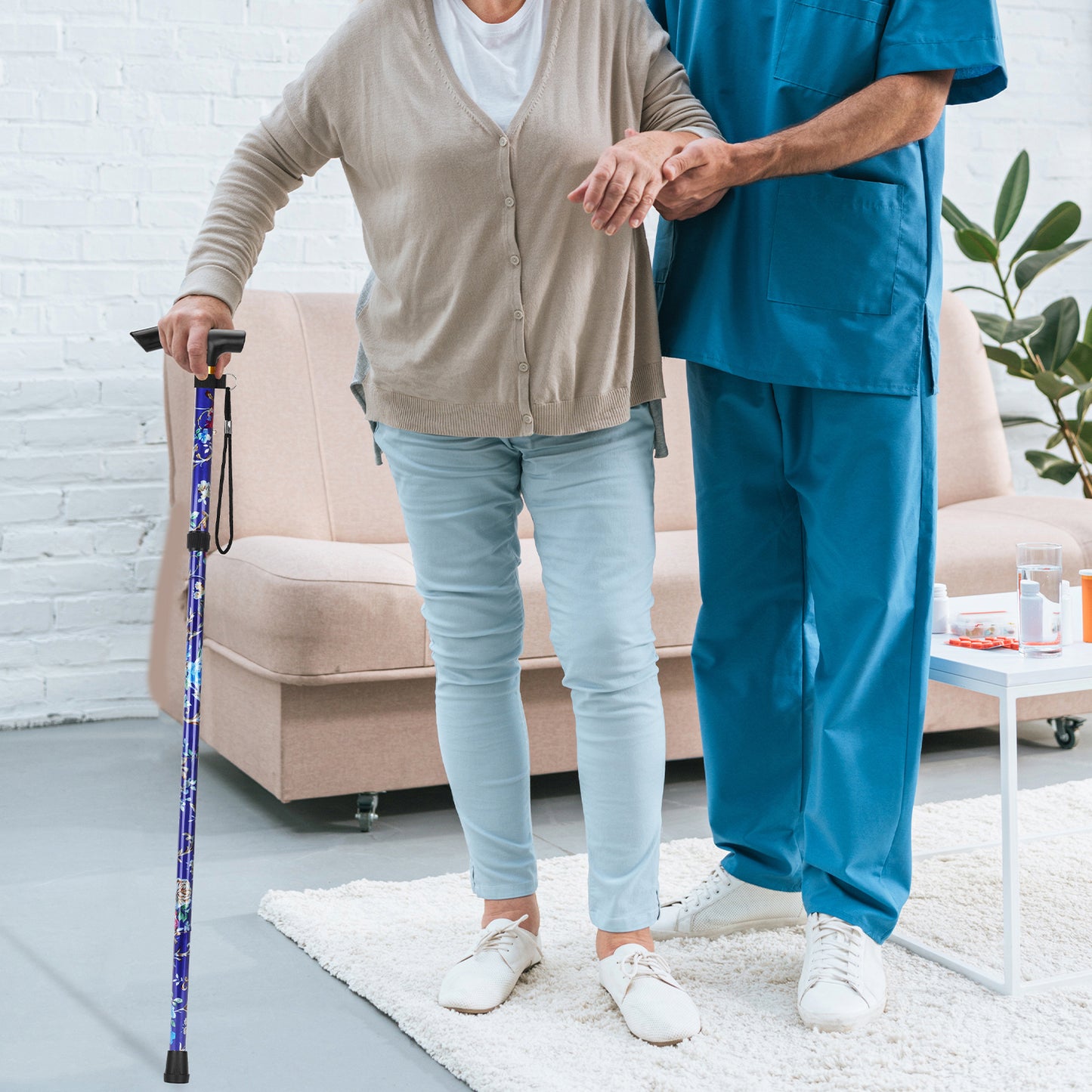 5-Level Adjustable Height Walking Stick Folding Cane