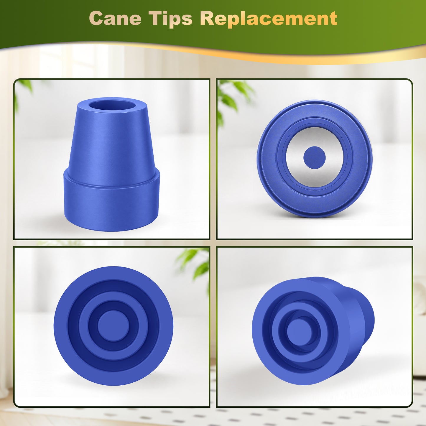 Universal Cane Tips 4-Pack Anti-Slip Rubber Replacement Tips