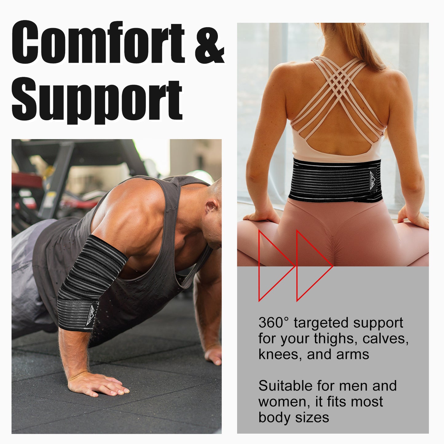 2 Pcs Adjustable Hamstring and Thigh Compression Wraps