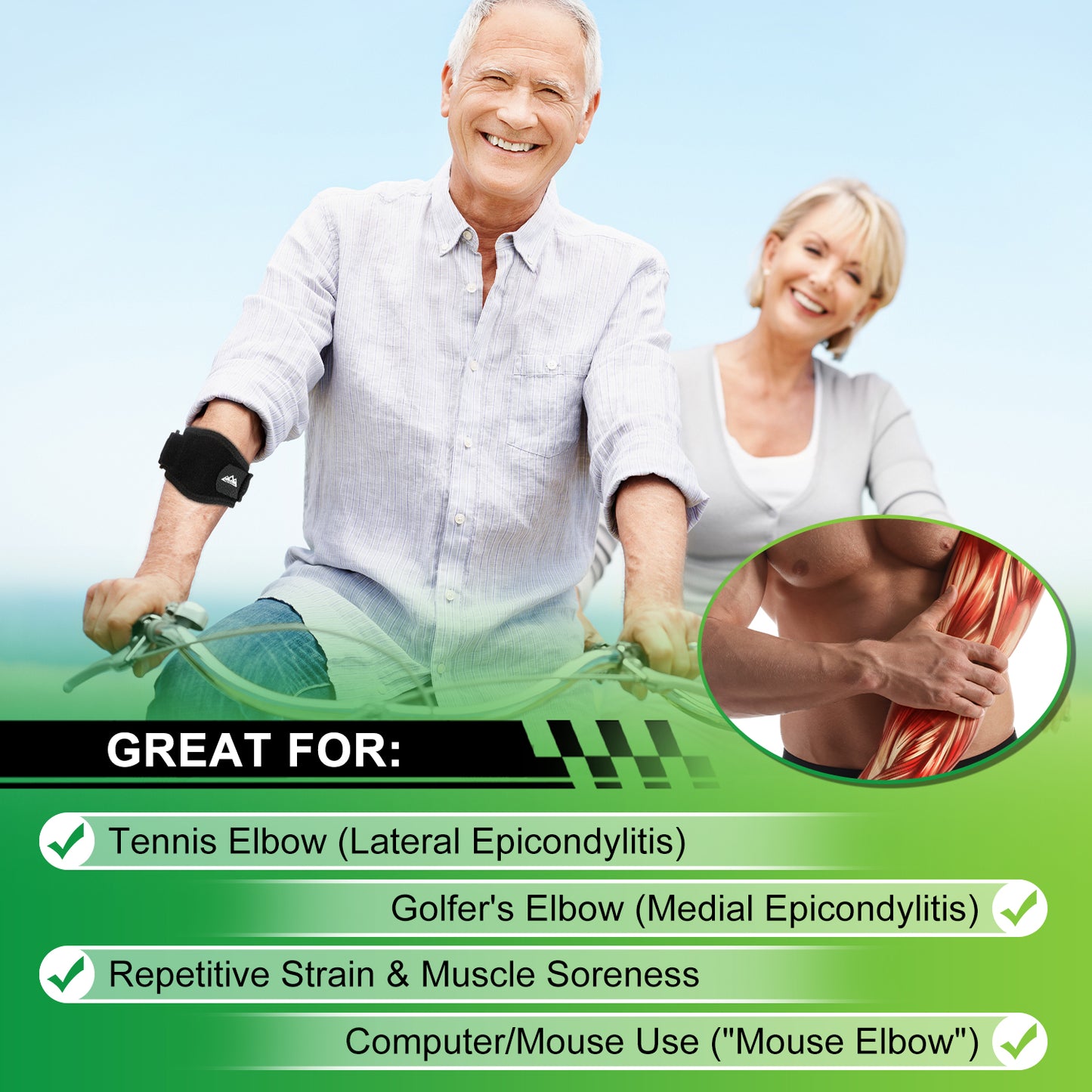 Elbow Brace – Adjustable Forearm Support with Compression Pad (1 Pack)