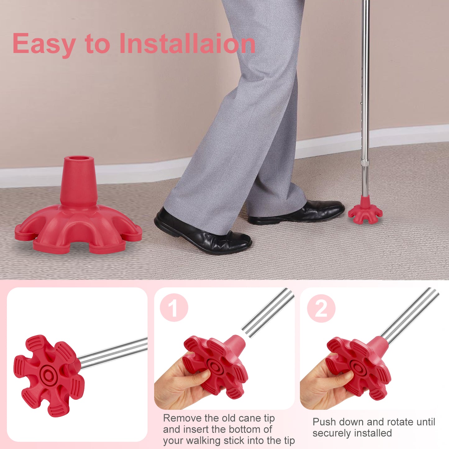 3/4 Inch Stable Six Point Non-Slip Cane Tip