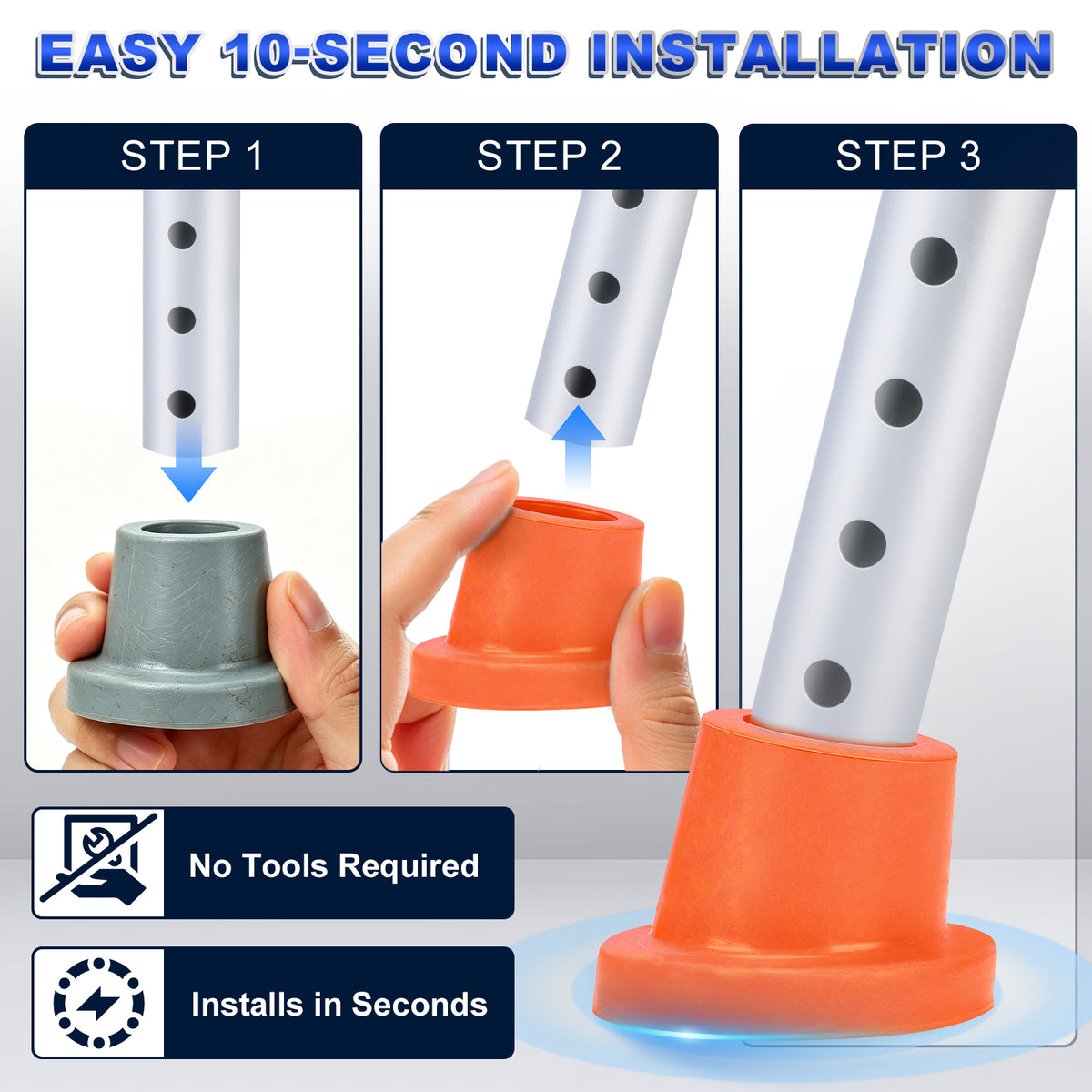 1 Inch Shower Chair Replacement Feet 4-Pack, Non-Slip Suction Rubber Tips for Bath Chairs